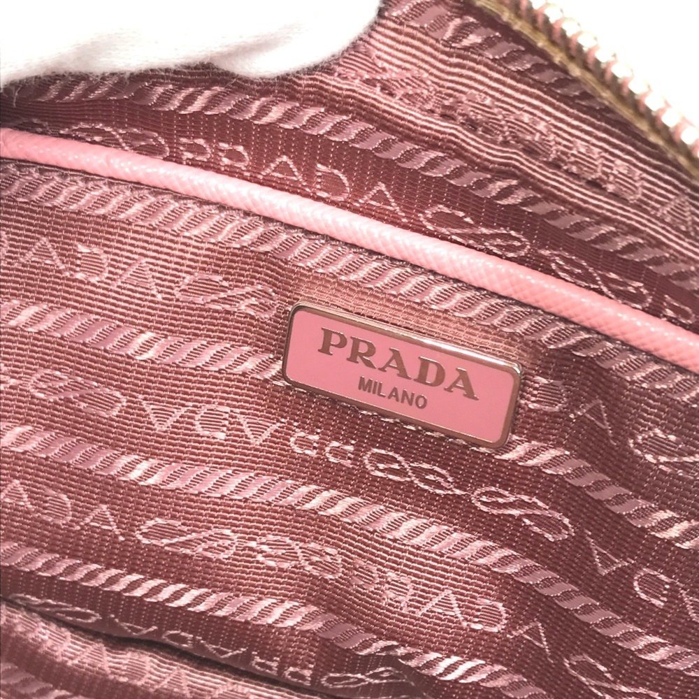 PRADA 1NF674 logo Bag Cluch Bag Shoulder Bag PETALO 1 pink - Picture 10 of 16